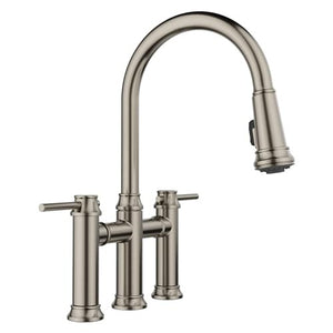 Blanco EMPRESSA Pull-Down Bridge Kitchen Faucet - Satin Platinum