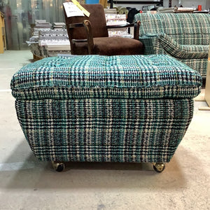 Green Plaid Ottoman