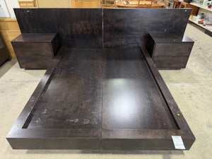 Modern Queen Platform Bed with Integrated Nightstands – Espresso Finish