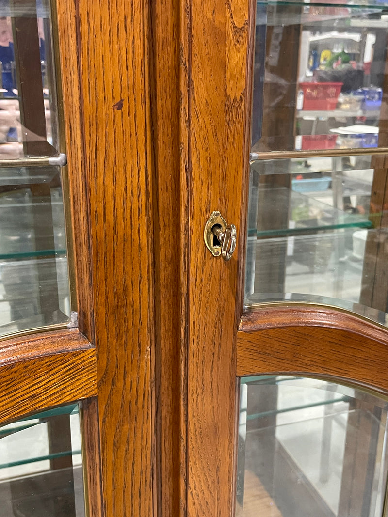 Vintage Solid Oak Display Cabinet.