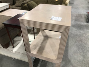Pale Beige Side Table With Trim Design
