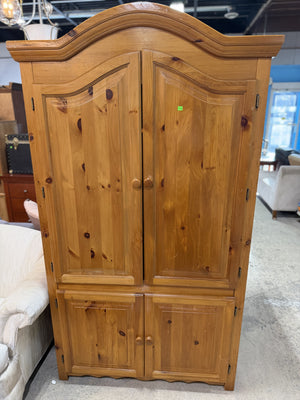 Solid Wood Armoire with Curved Crown