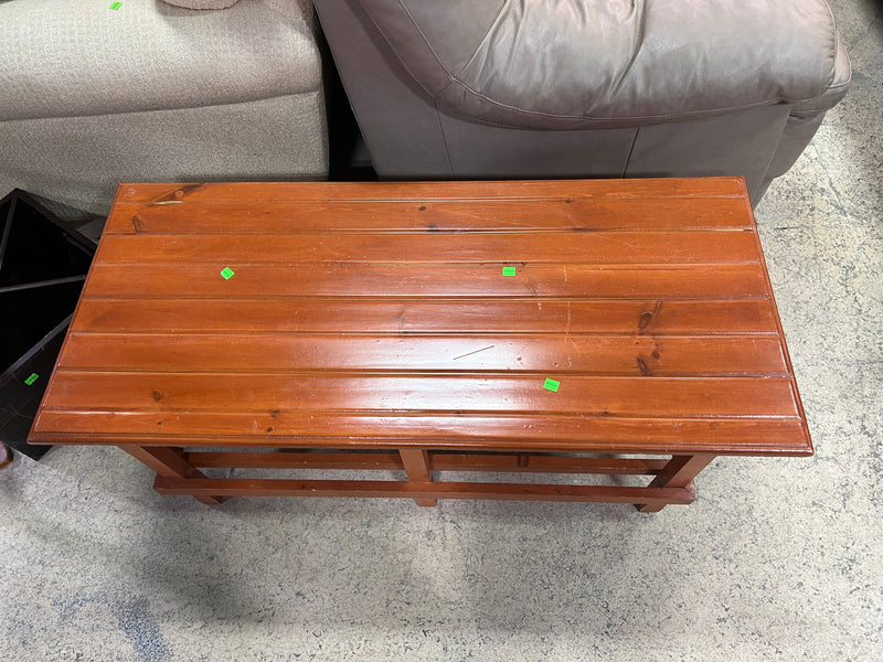 Two-Tier Slatted Wooden Coffee Table