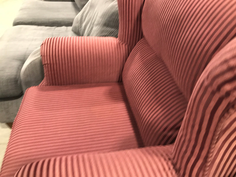 Purple Pinstripe Wingback Armchair