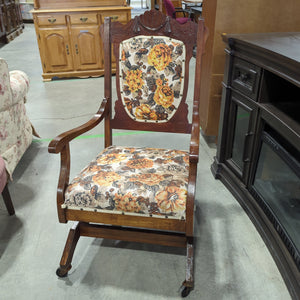 Wooden Rocking Chair with Floral Motif