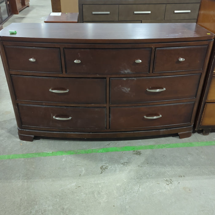 Seven-Drawer Dark Wood Dresser