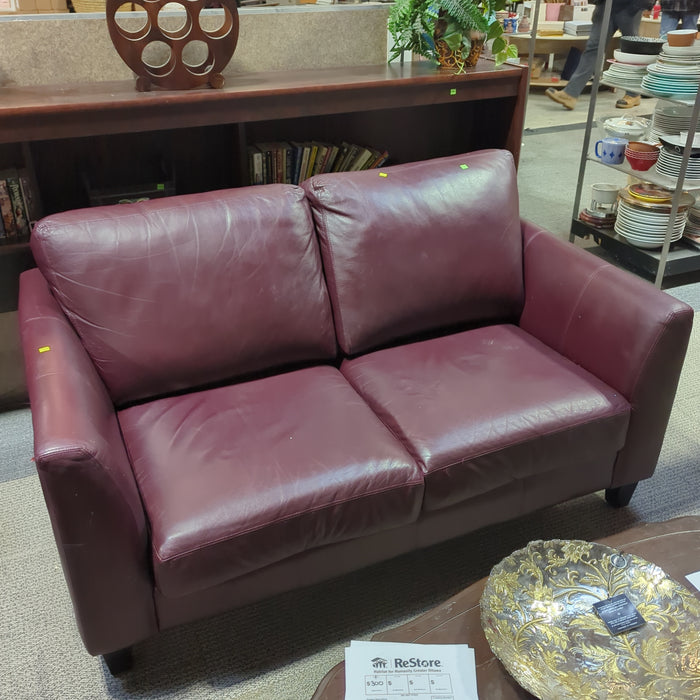 Leather Burgundy Love seat