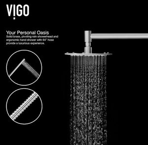 VIGO Dilana Jet High Pressure Shower Panel System with Round Fixed Rain Shower Head in Stainless Steel