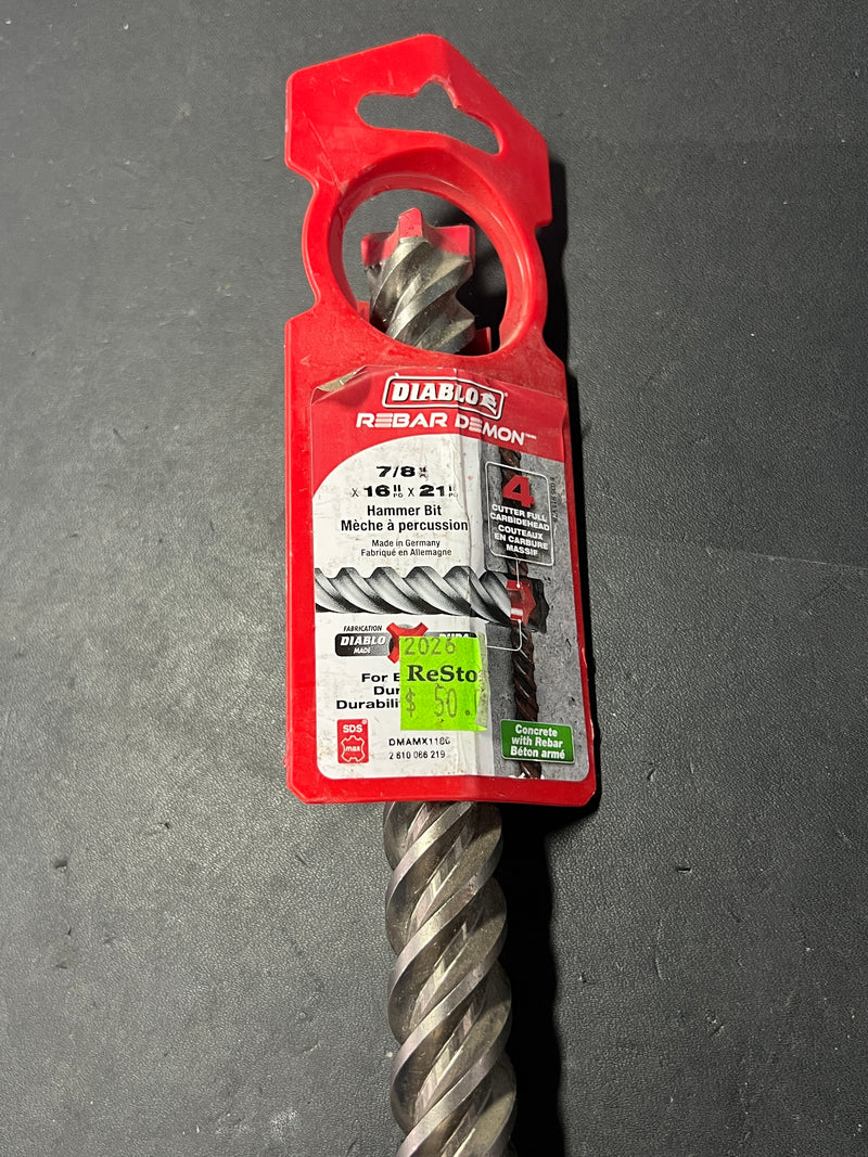 Diablo Rebar Demon 7/8" SDS-Max Carbide Hammer Drill Bit – 16" x 21"