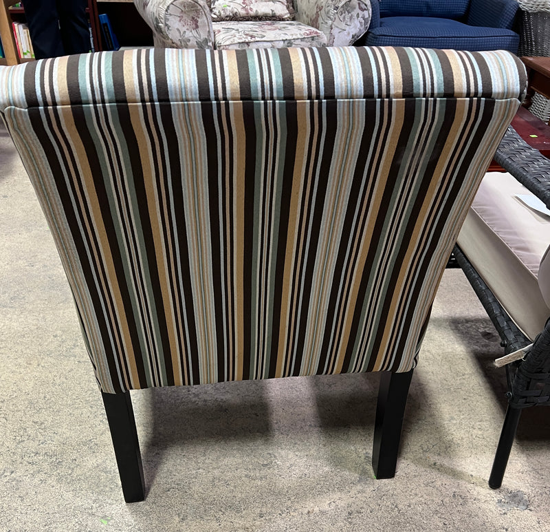 Modern Multicolor Striped Slipper Accent Chair
