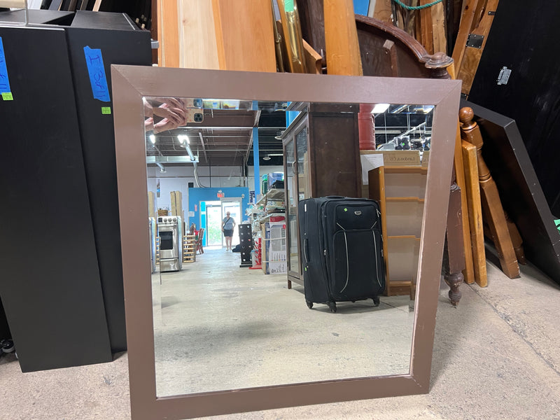 Mirror with Brown Frame