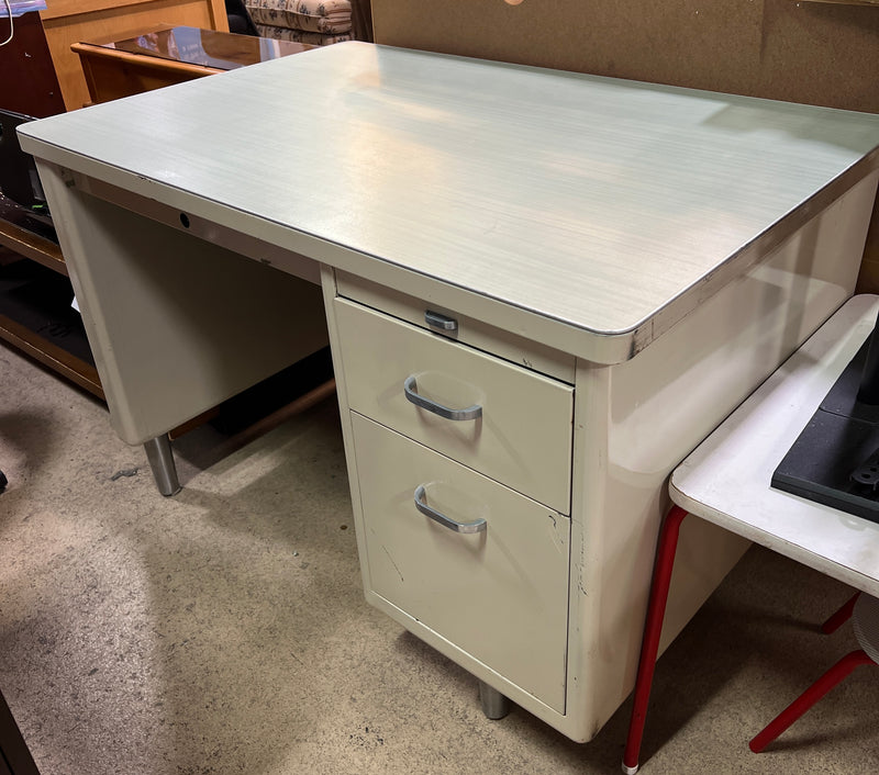 Vintage Mid-Century Tanker-Style Metal Desk