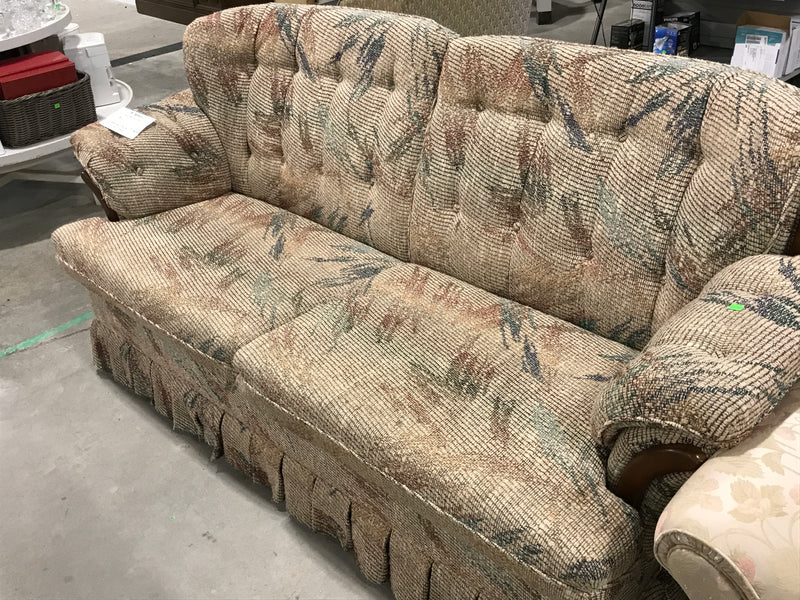 Patterned Beige 3-Seater Sofa-Bed