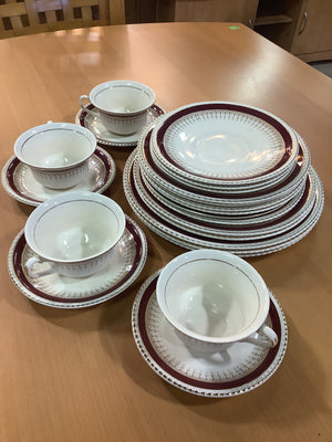 Burgundy Simpsons Potters China Set