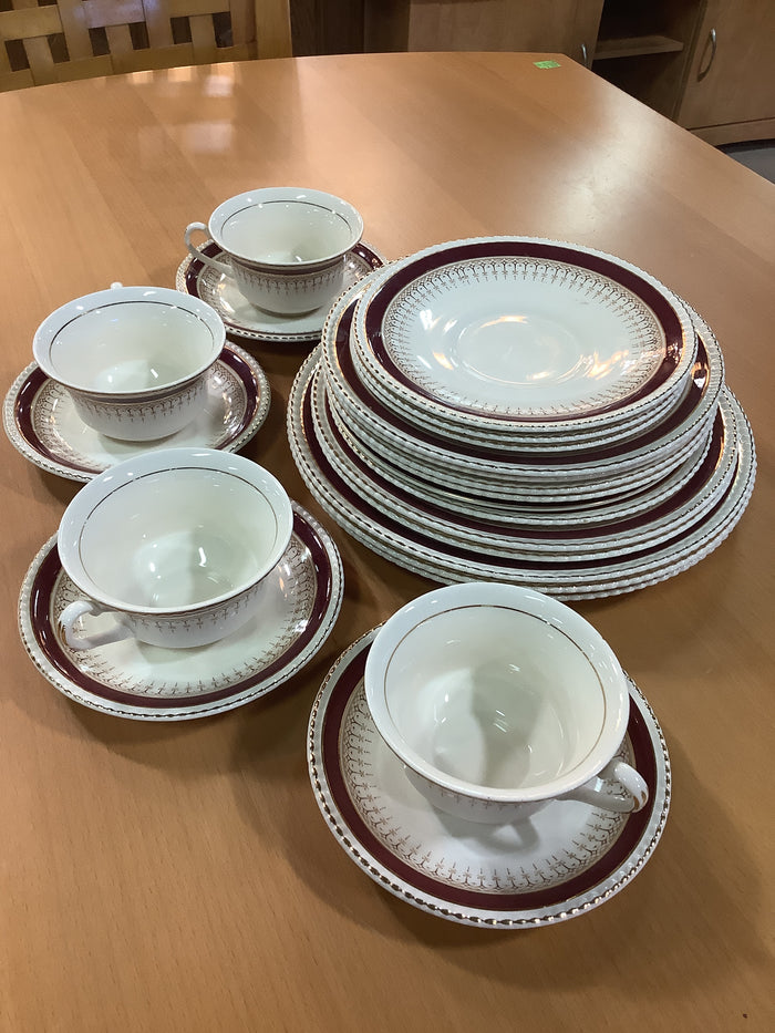 Burgundy Simpsons Potters China Set