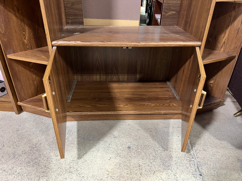 Classic Wooden Entertainment Center with Angled Display Shelves