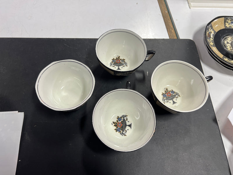 Antique Wedgwood & Co. Nanette Black Tea Set – Circa 1890, 11 Pieces