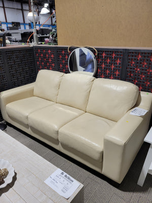 Cream Faux Leather Couch