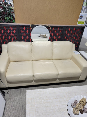 Cream Faux Leather Couch