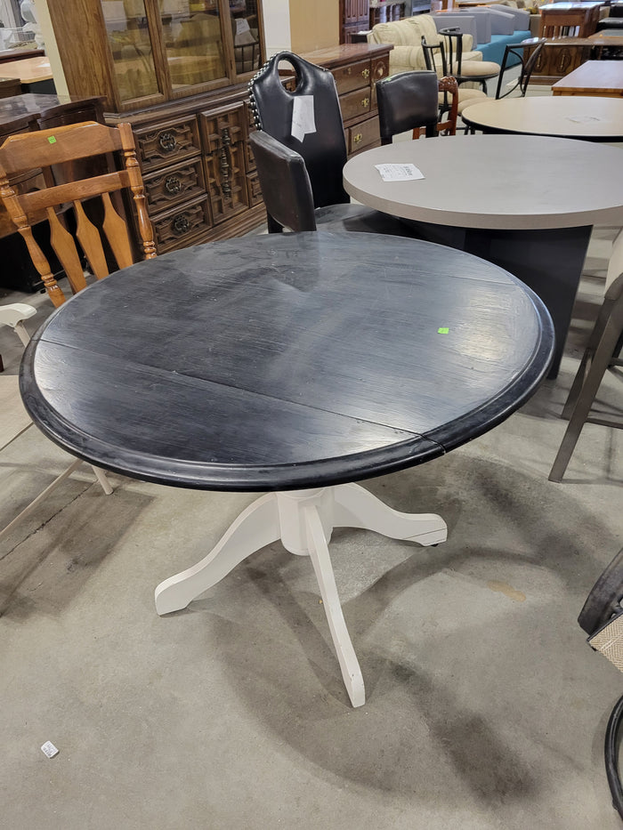 Round Black Table with Folding Wings