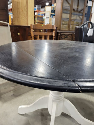Round Black Table with Folding Wings