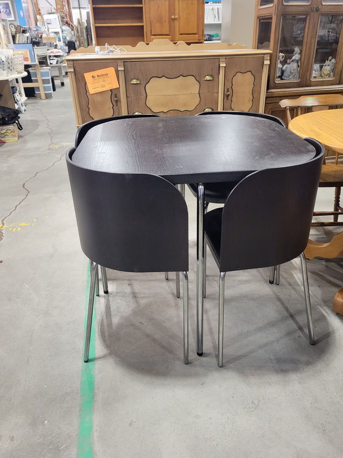 Compact Black Dining Table with 4 Chairs