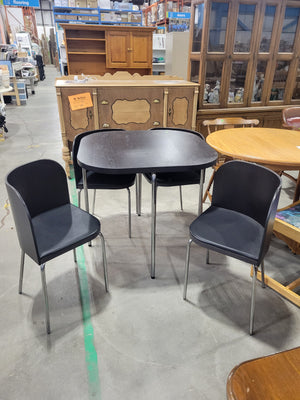 Compact Black Dining Table with 4 Chairs