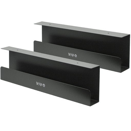 VIVO Black Dual Under Desk 17" Cable Management Trays, Wire Organizers (2 Pack)