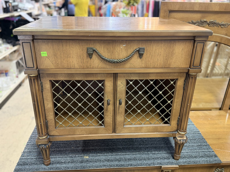 Traditional Wooden Accent Cabinet with Decorative Lattice Doors