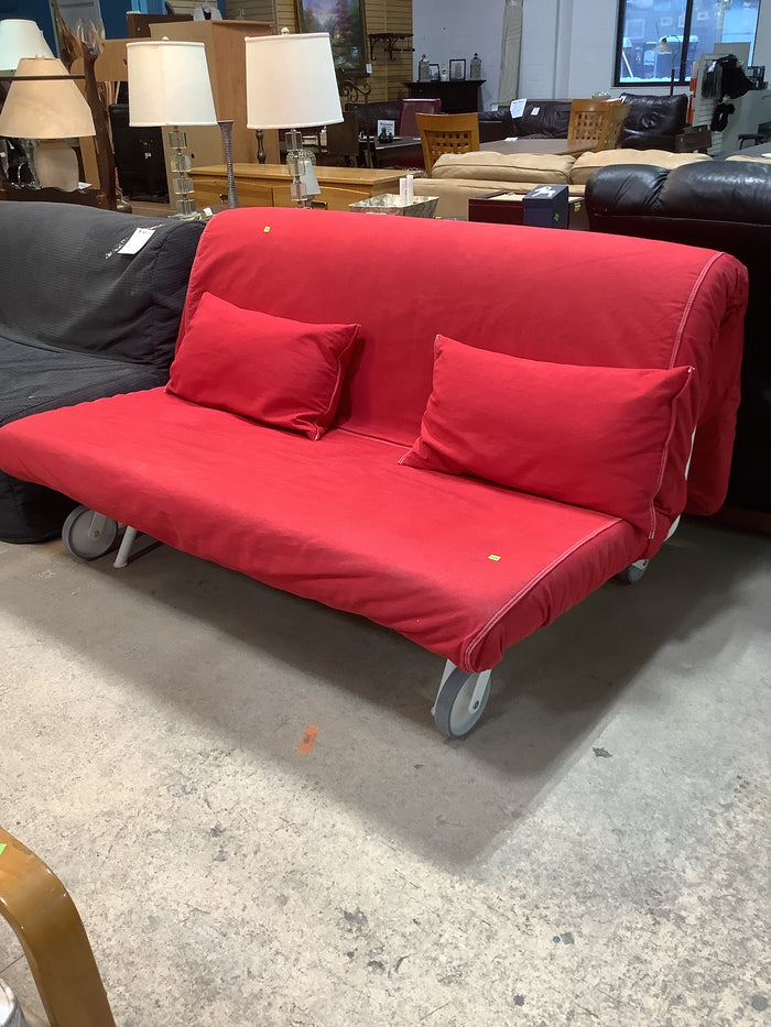 Wheeled Red Futon