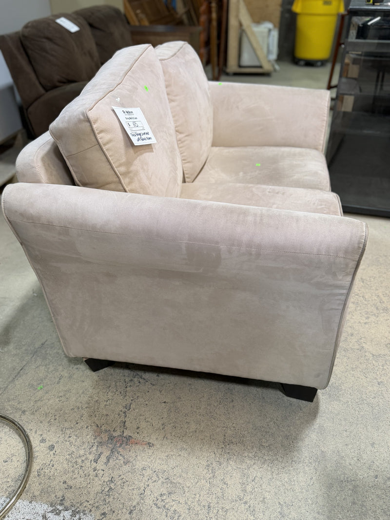 Plush Beige Loveseat with Rolled Arms