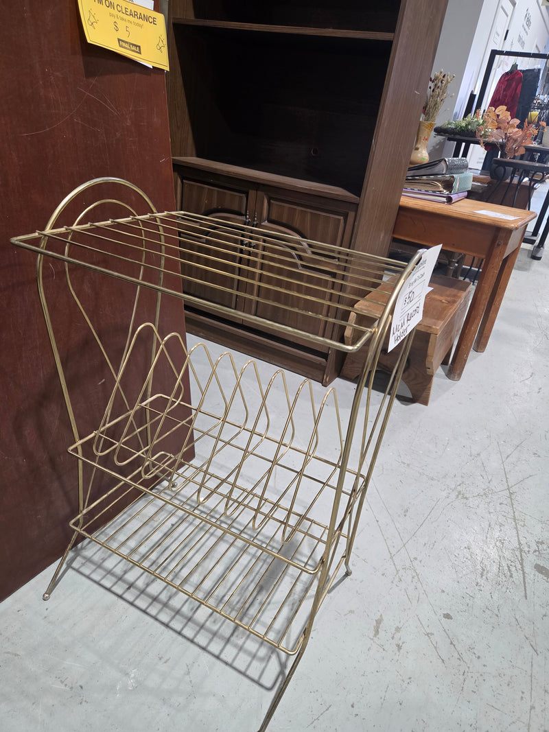 MCM Brass Wire Record Rack and Magazine Stand