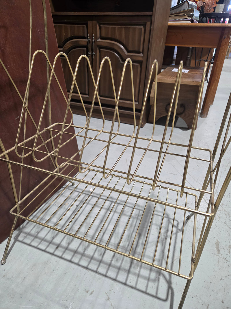 MCM Brass Wire Record Rack and Magazine Stand