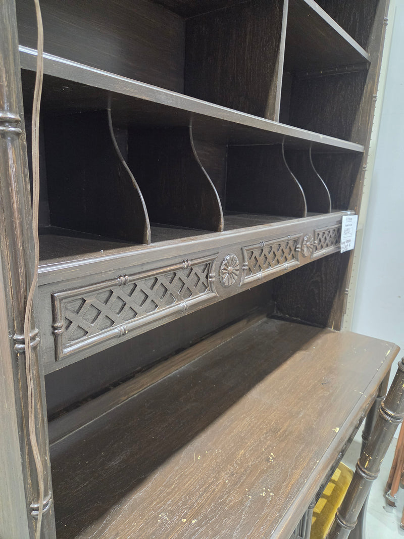 Vintage Wooden Hutch Desk And Chair Set