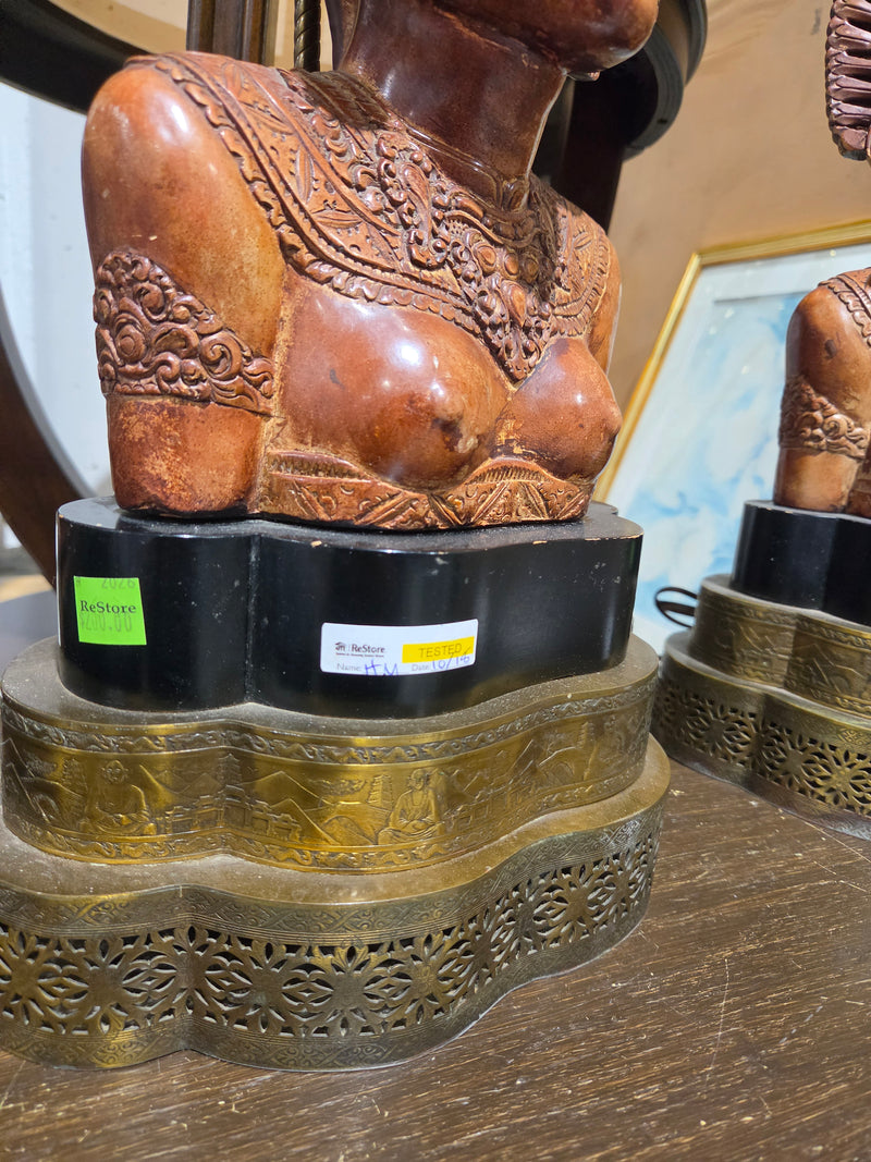 Vintage Balinese Bust Table Lamp