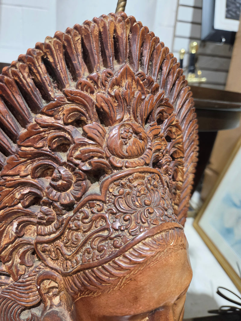 Vintage Balinese Bust Table Lamp