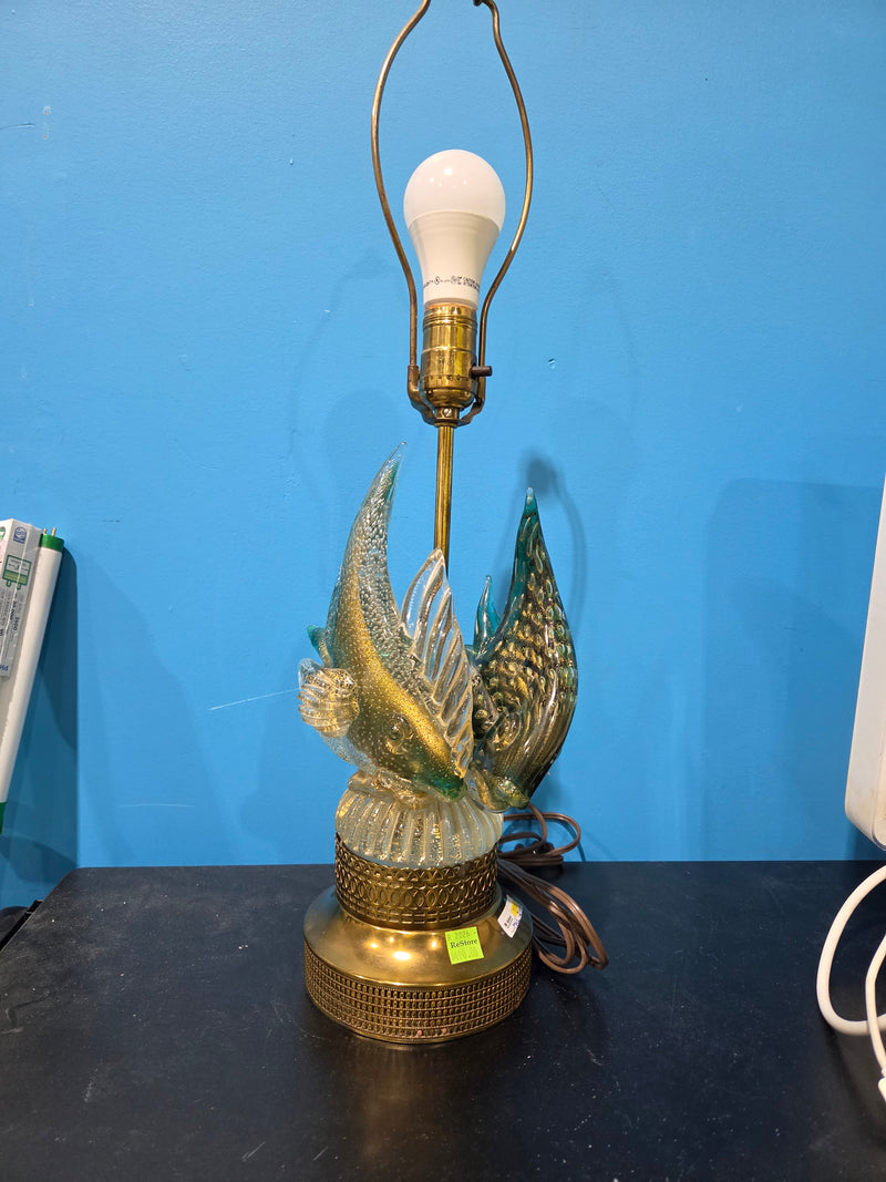Mid-Century Modern Italian Murano Art Glass Fish Lamp