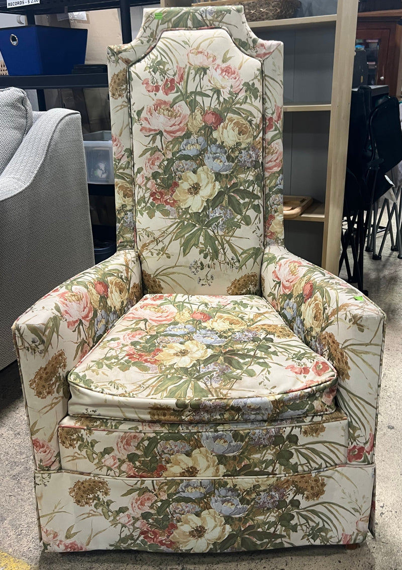 Floral Vintage High-Back Accent Chair
