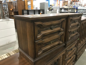 Wooden 2 Drawer Dark Nightstand
