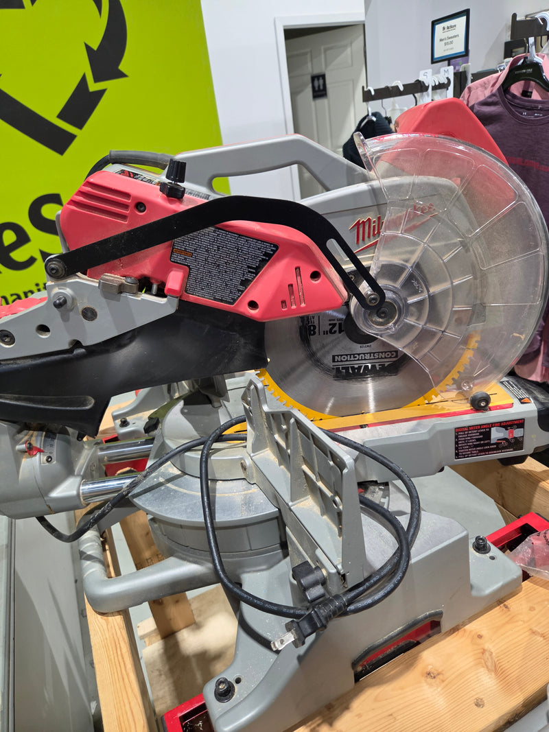 Milwaukee 6955-20 12-inch Dual-Bevel Sliding Compound Miter Saw on Custom Mobile Cart