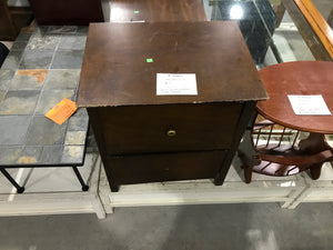 Brown Wooden Nightstand with 2 Drawers