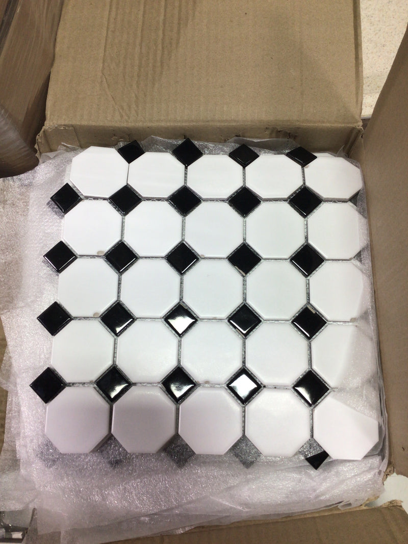 Metro Octagon Matte White w/Black Dot