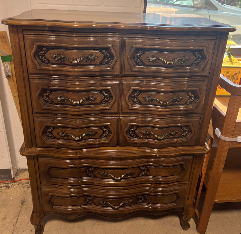 Mid-Century French Provincial Highboy Dresser