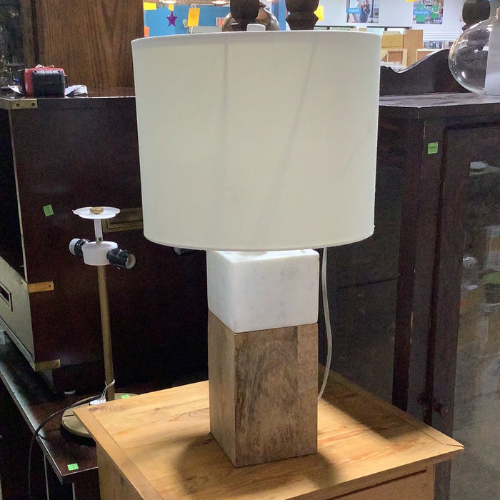 Marble and Wood Table Lamp