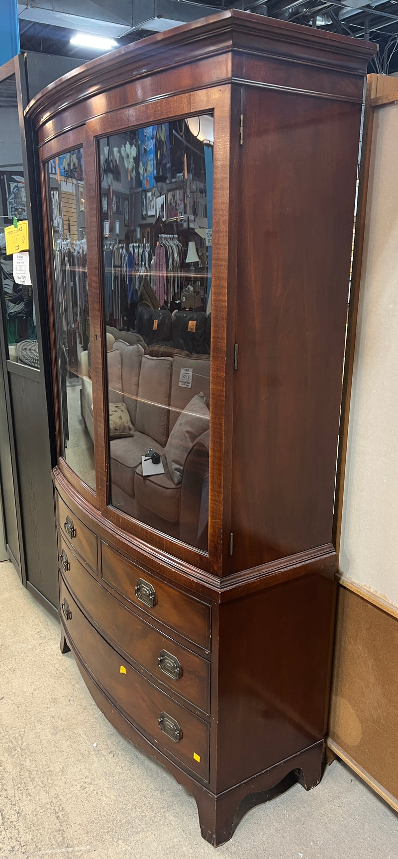 Classic Mahogany Bow-Front China Cabinet