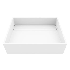 VIGO Montauk Modern Matte Stone Rectangular Vessel Bathroom Sink in White