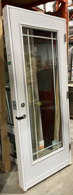 Modern White Exterior Door with Full Lite Window & Internal Grilles – Prehung