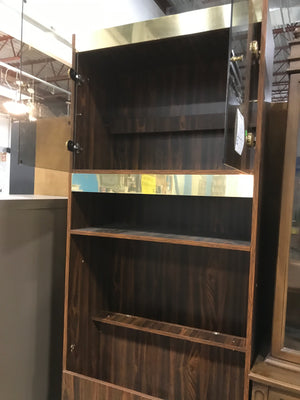 Gold Trim Unit With Glass Display Case & Open Storage