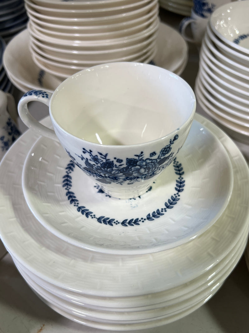 Vintage Royal Florence by Mayfair Blue & White Transferware China Set – 79 Pieces
