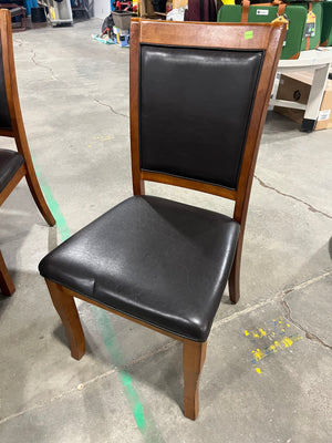 Round Wood Dining Table with 6 Cushioned Chairs